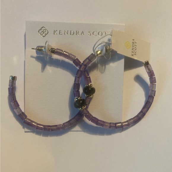 Kendra Scott Purple Beaded Hoop Earrings - Picture 5 of 9